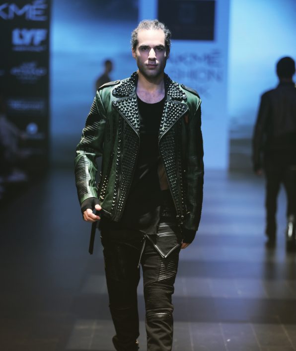 Green leather motorcycle jacket