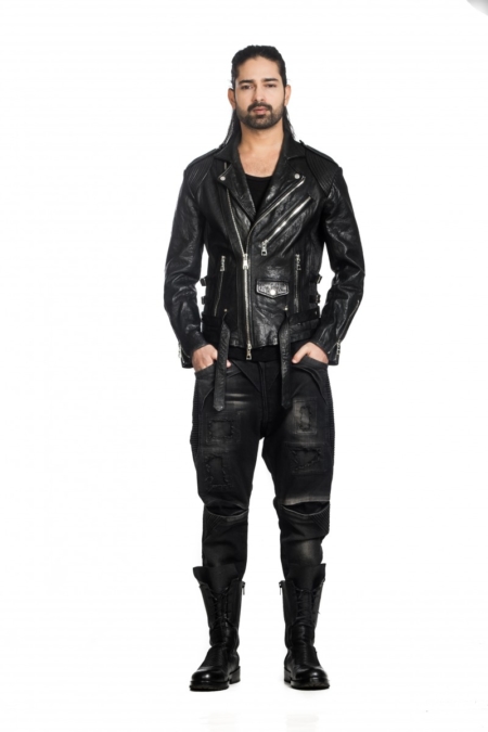 Crushed flap leather jacket