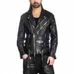 Crushed flap leather jacket