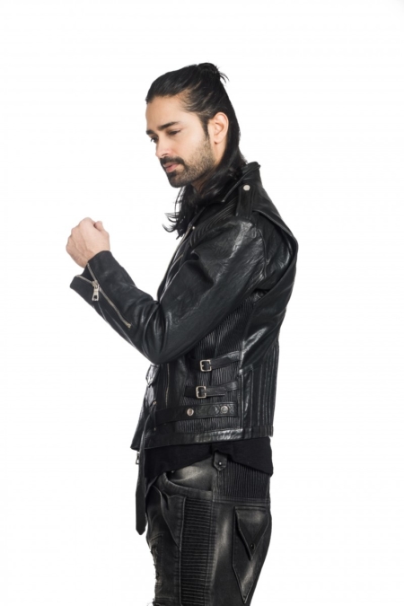 Crushed flap leather jacket