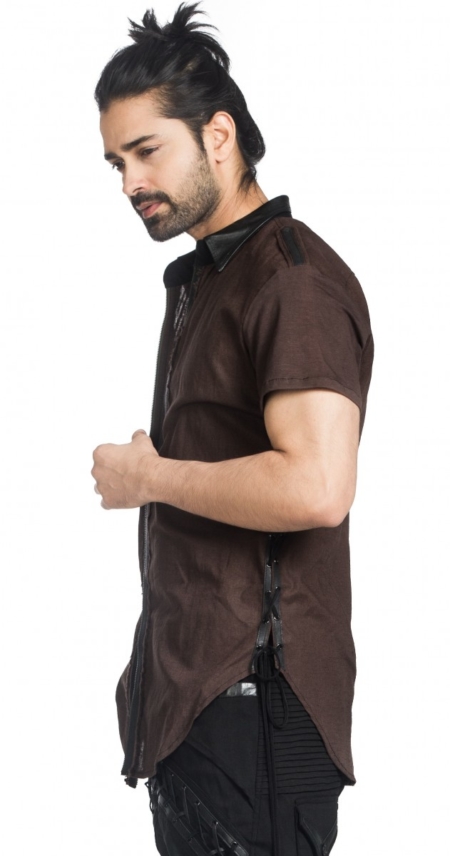 Brown Cotton Linen Shirt