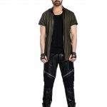 leather and stretch cotton pant