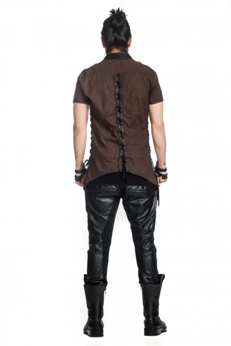 leather and cotton stretch pant