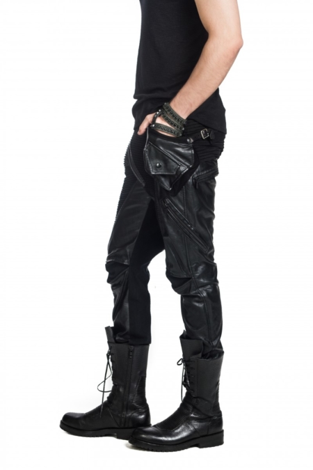 leather and cotton stretch pant