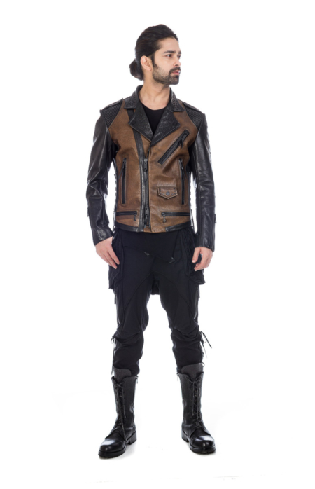 Stylish brown leather designer jacket