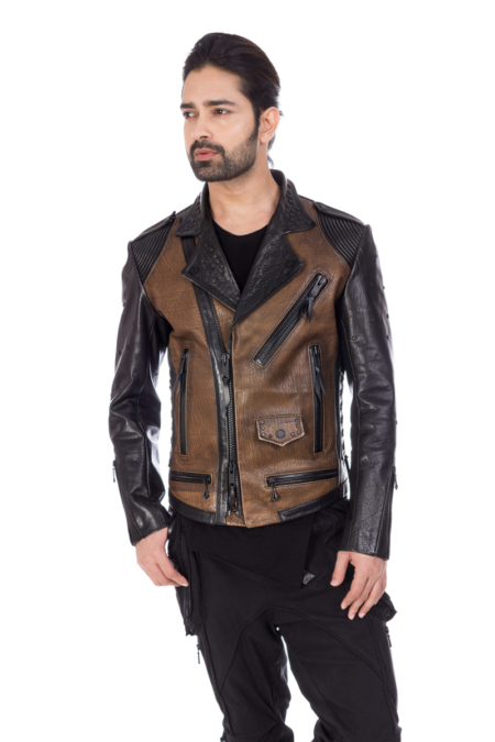 Stylish brown leather designer jacket