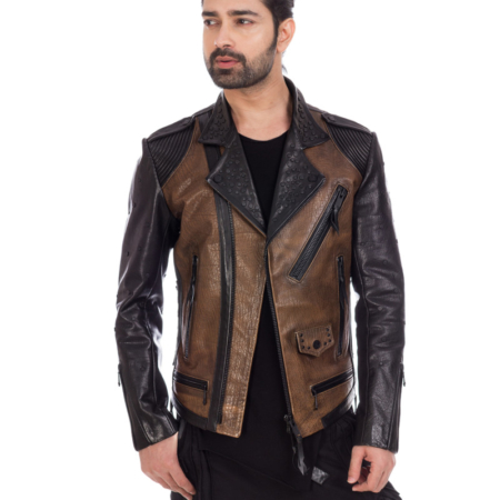 Stylish brown leather designer jacket