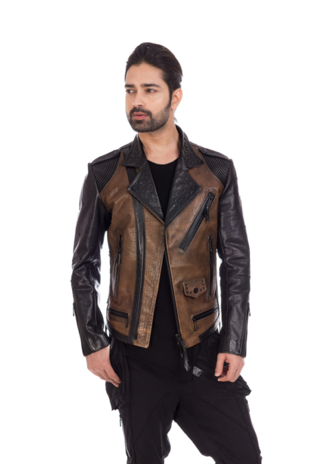 Stylish brown leather designer jacket