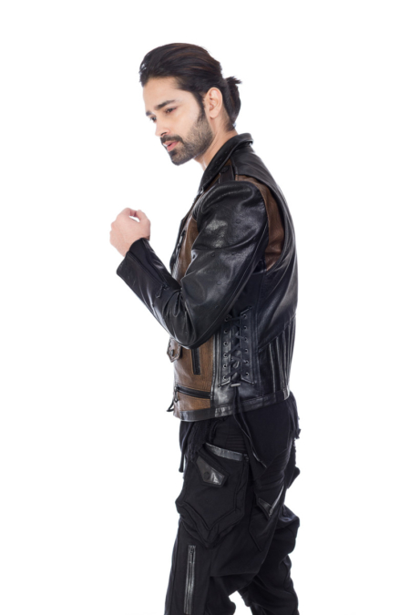 Stylish brown leather designer jacket