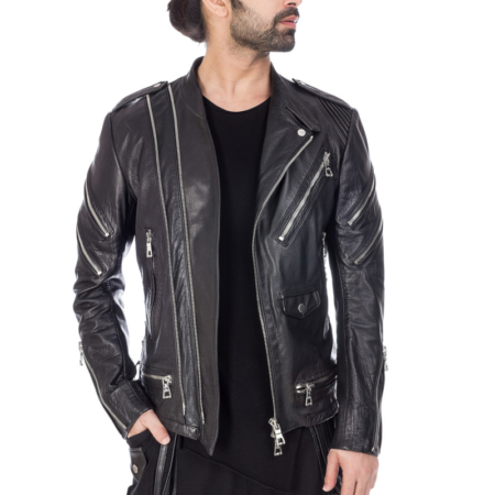 Slim Fit Black Designer Leather Jacket