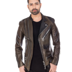 Olive Green Designer Biker Jacket