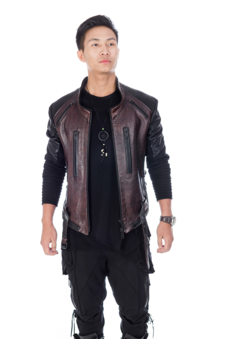 dark maroon leather jacket