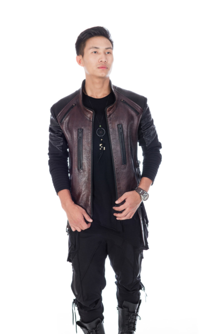 dark maroon leather jacket