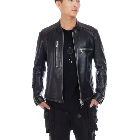 Classy Black Designer Leather Jacket with back Arm Cut