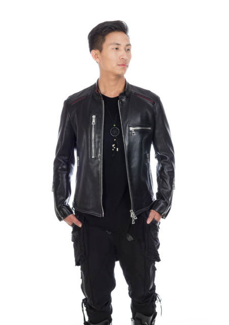 Classy Black Designer Leather Jacket with back Arm Cut