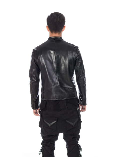 Classy Black Designer Leather Jacket with back Arm Cut