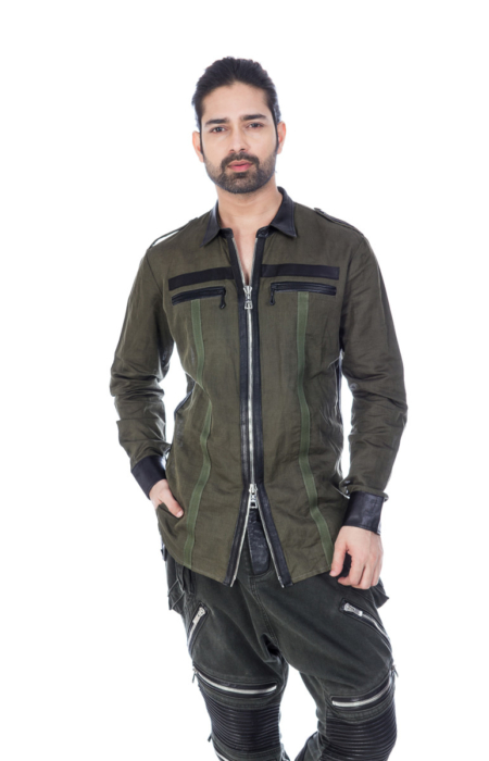 Military cut Designer Army Green Shirt