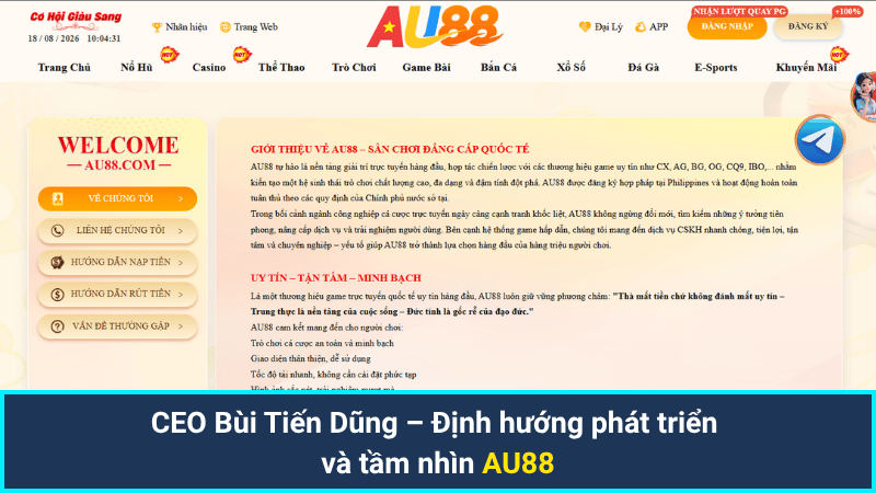 CEO Bùi Tiến Dũng – Định hướng phát triển và tầm nhìn AU88
